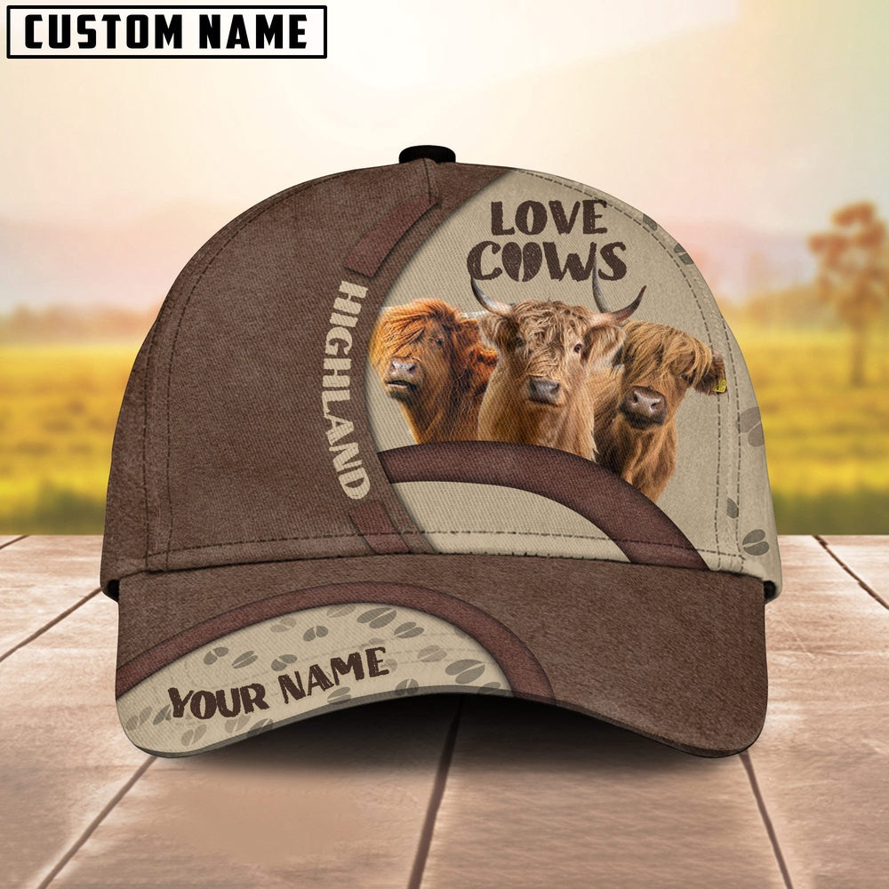 Highland Cattle Happiness Personalized Name Cap, Farmer Cap, Cap For Farmers, Best Farm Hat, Farm Use Hat