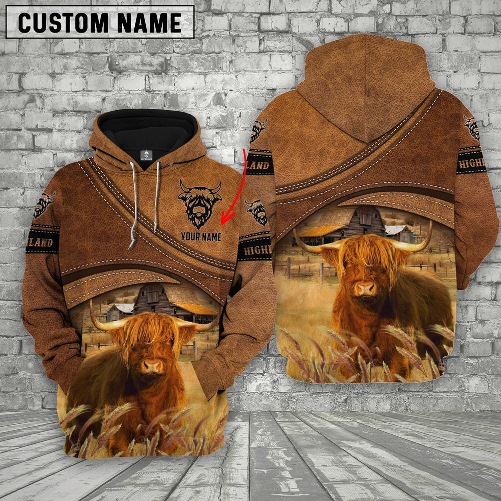 Highland Customized Name Brown Race Hoodie, Farmer Hoodie, Custom Farm Shirts, Farmer T Shirt