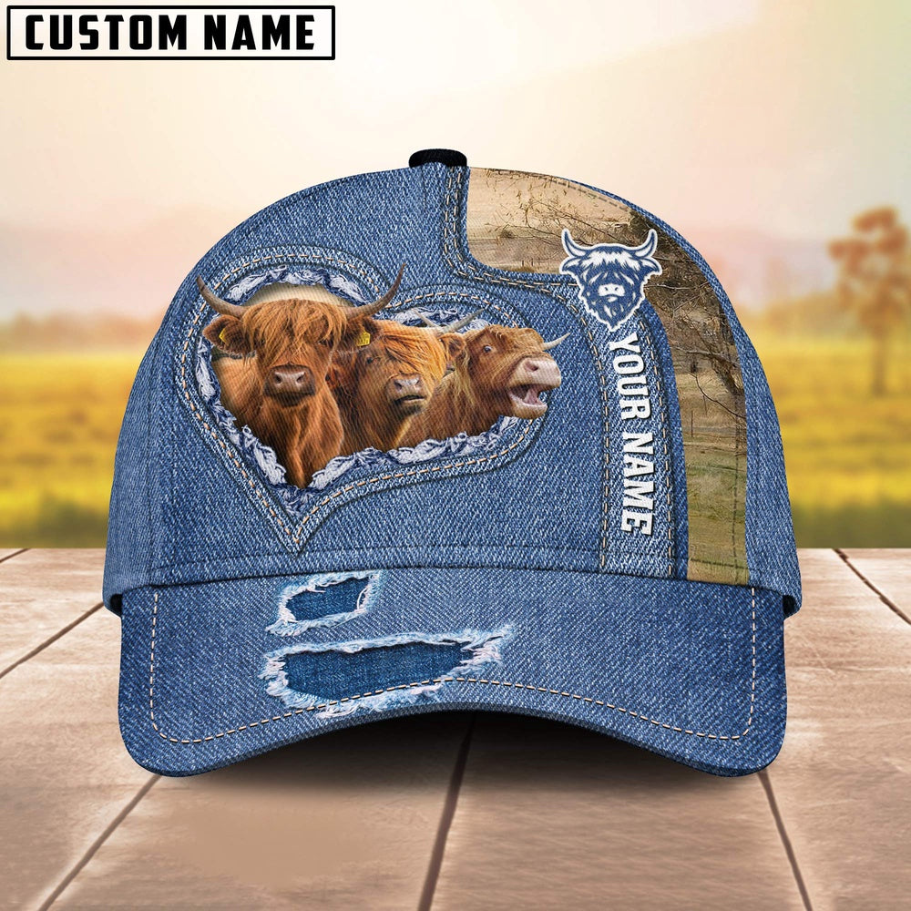 Highland Customized Name Denim Cap, Farmer Cap, Cap For Farmers, Best Farm Hat, Farm Use Hat