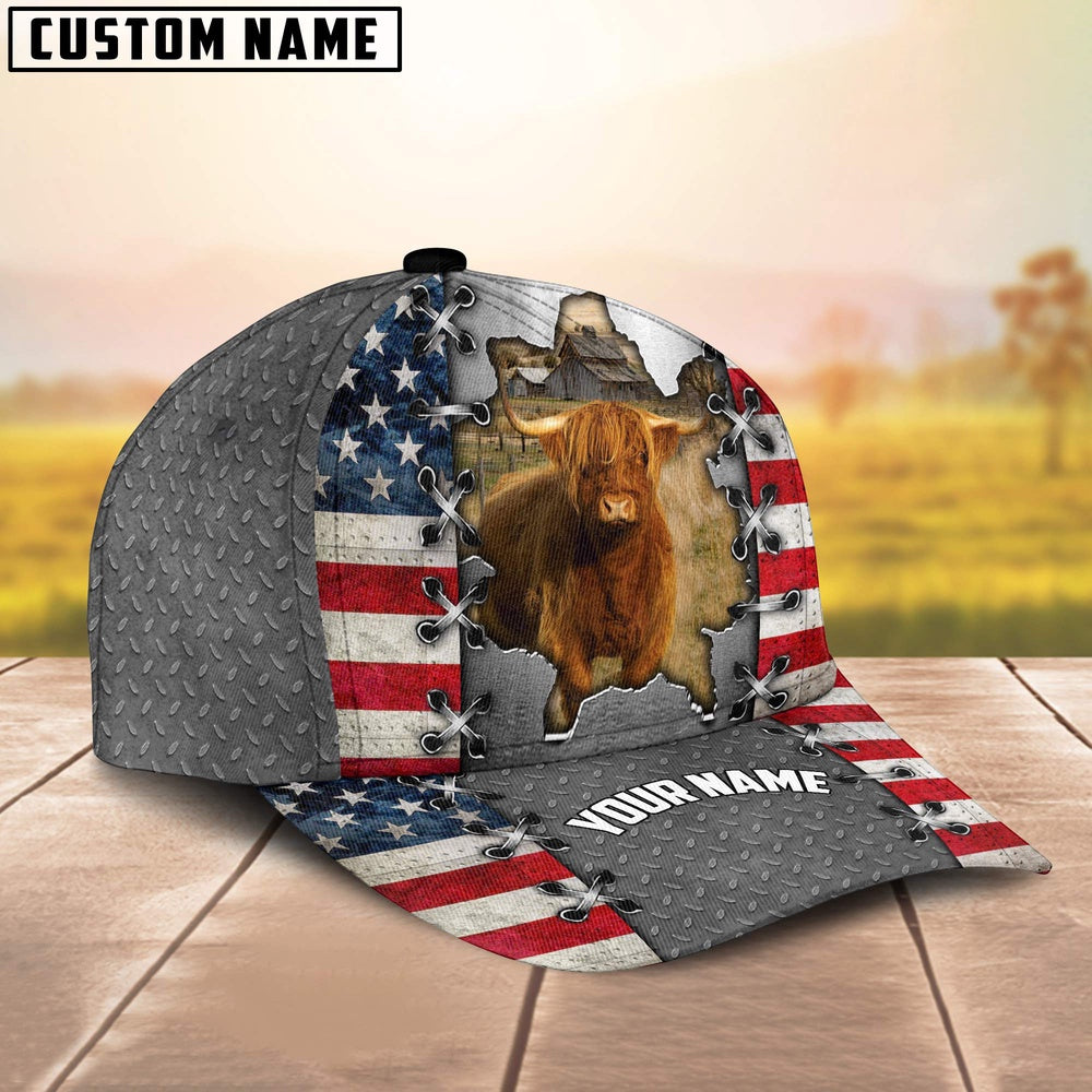 Highland Customized Name US Flag Cap, Farmer Cap, Cap For Farmers, Best Farm Hat, Farm Use Hat
