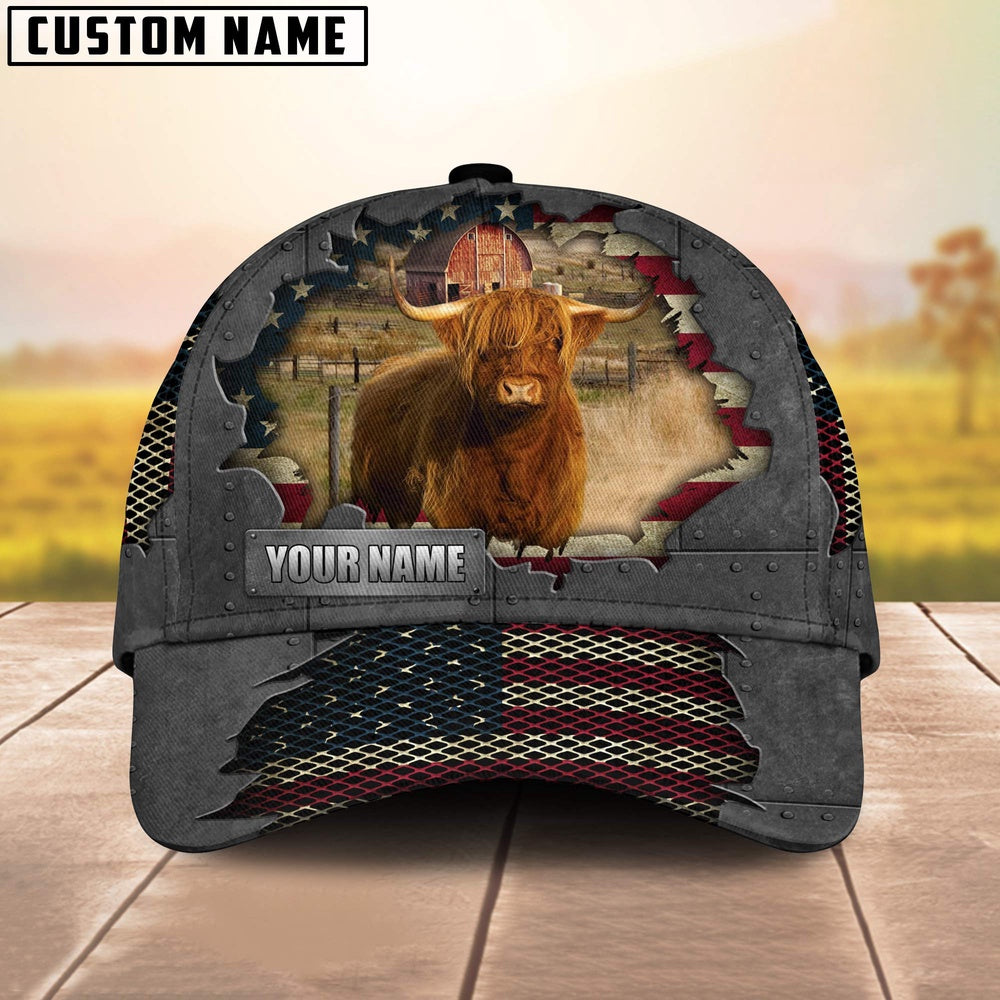 Highland Customized Name US Flag Net Cap, Farmer Cap, Cap For Farmers, Best Farm Hat, Farm Use Hat