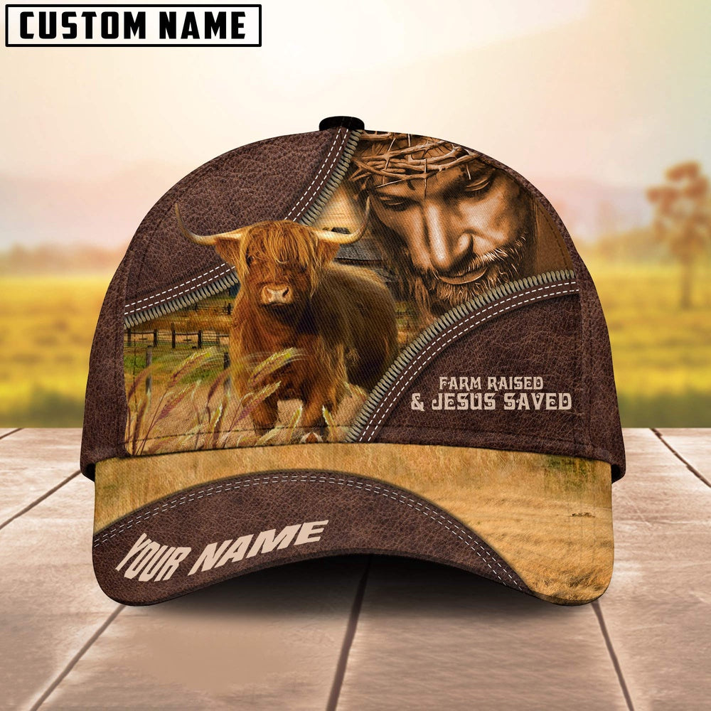 Highland Farm & Jesus Customized Name Cap, Farmer Cap, Cap For Farmers, Best Farm Hat, Farm Use Hat