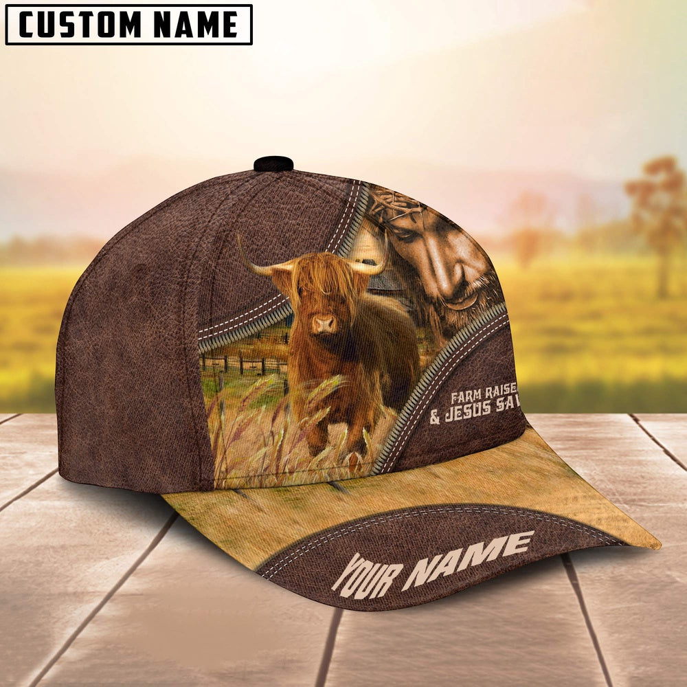 Highland Farm & Jesus Customized Name Cap, Farmer Cap, Cap For Farmers, Best Farm Hat, Farm Use Hat