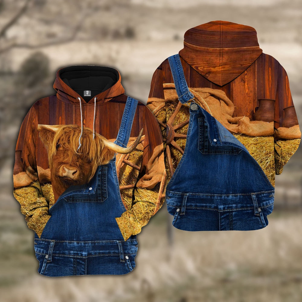 Highland Farm Of Farmer Cattle Personalized All Over Printed Hoodie, Farmer Hoodie, Custom Farm Shirts, Farmer T Shirt