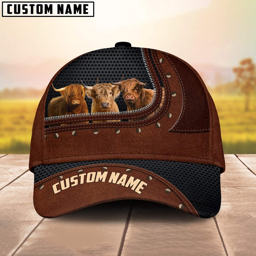 Highland Happiness Zipper Pattern Customized Name Cap, Farmer Cap, Cap For Farmers, Best Farm Hat, Farm Use Hat