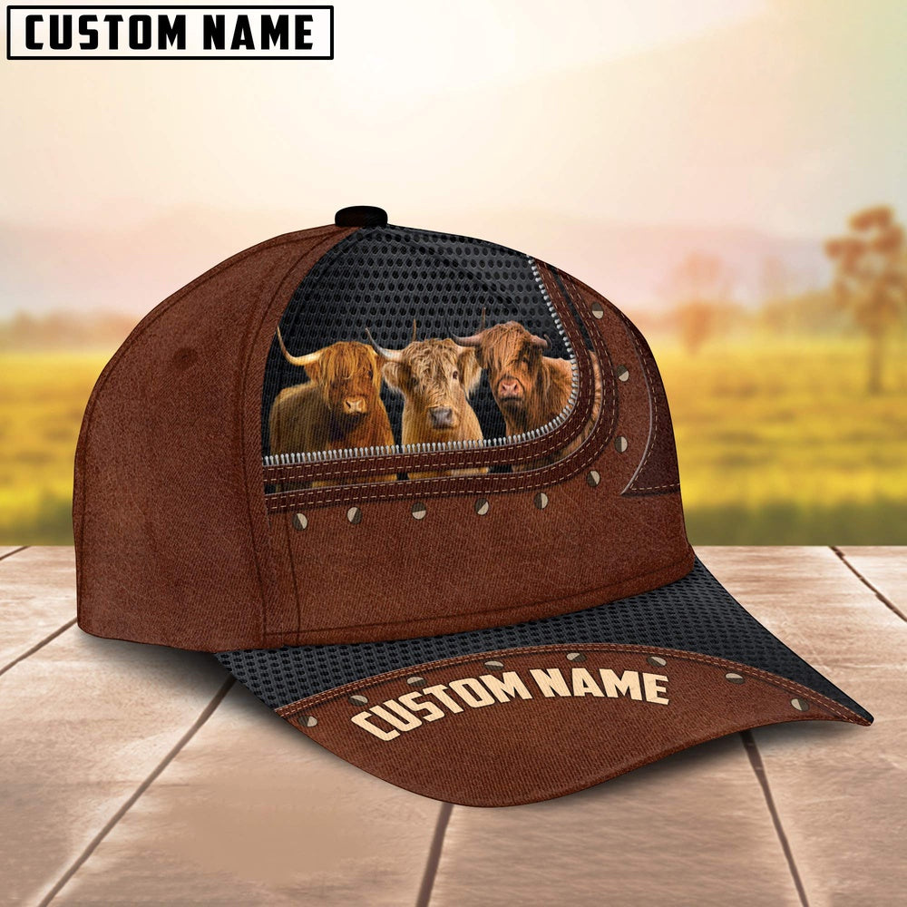 Highland Happiness Zipper Pattern Customized Name Cap, Farmer Cap, Cap For Farmers, Best Farm Hat, Farm Use Hat