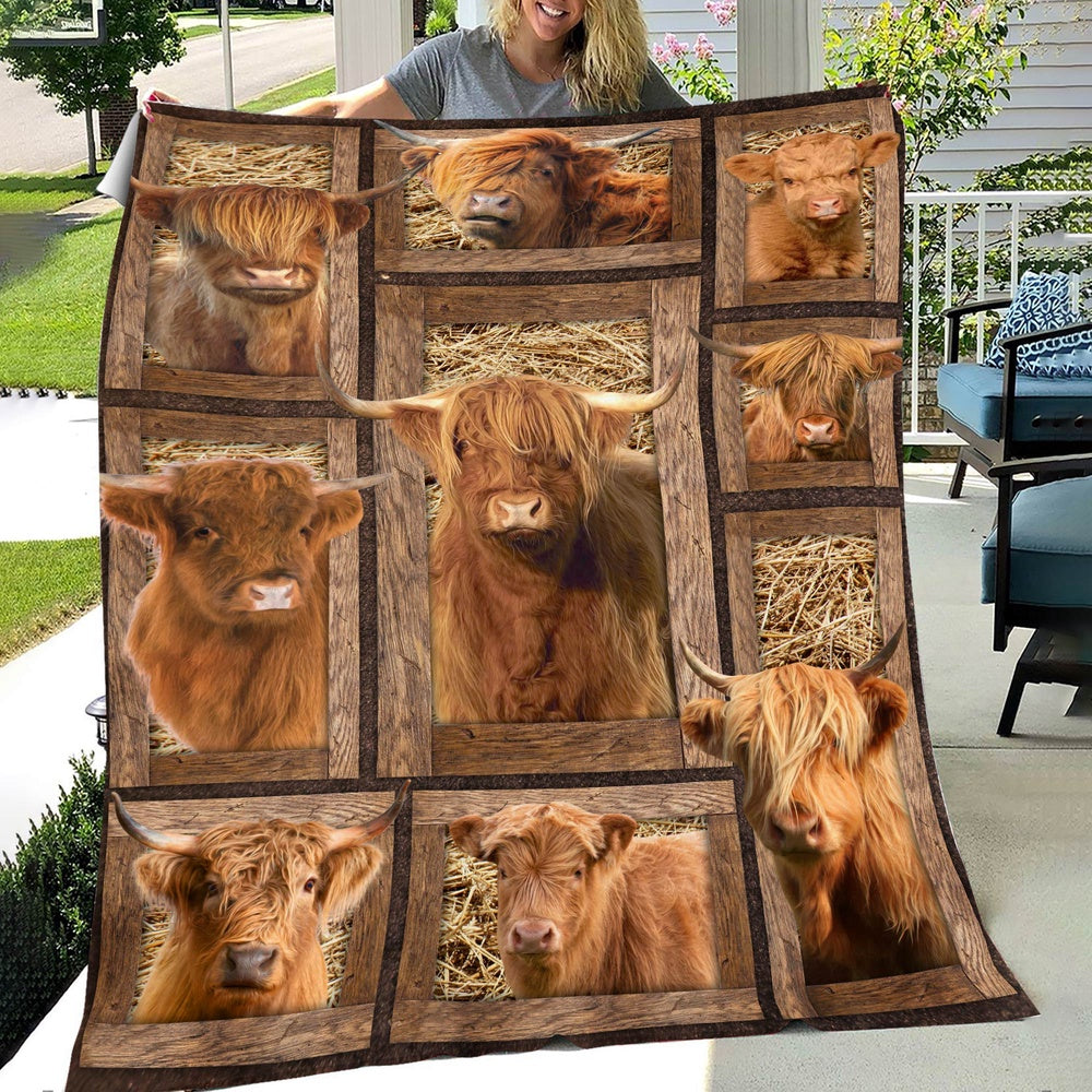 Highland In Farm All Printed 3D Blanket, Farm Blanket, Farm Animal Blanket