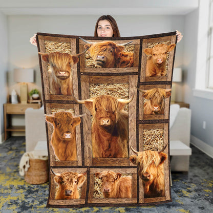 Highland In Farm All Printed 3D Blanket, Farm Blanket, Farm Animal Blanket