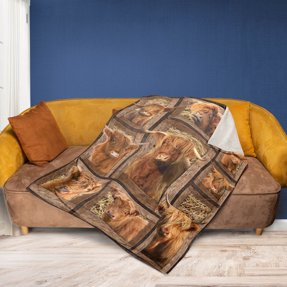 Highland In Farm All Printed 3D Blanket, Farm Blanket, Farm Animal Blanket