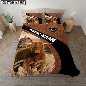 Highland On The Farm Customized Name Red Barn Bedding Set, Farm Bedding Set, Farmhouse Bedding Set