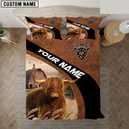 Highland On The Farm Customized Name Red Barn Bedding Set, Farm Bedding Set, Farmhouse Bedding Set