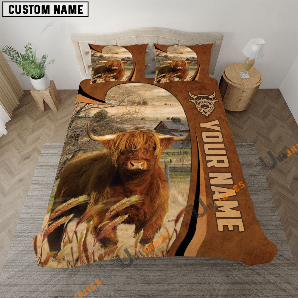Highland Premium Brown Pattern Bedding Set, Farm Bedding Set, Farmhouse Bedding Set