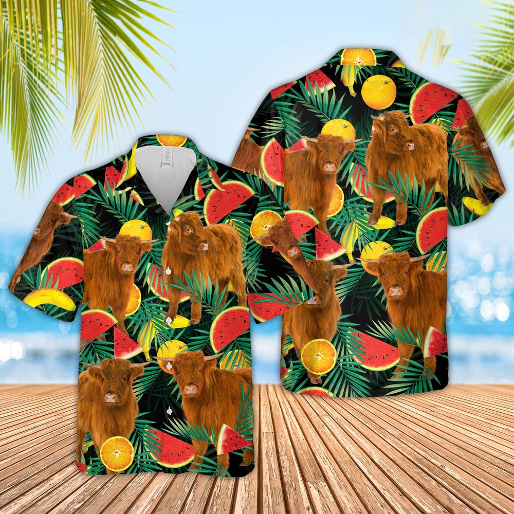 Highland Watermelon Hawaiian Shirt, Farm Hawaiian Shirt, Farmer Hawaii