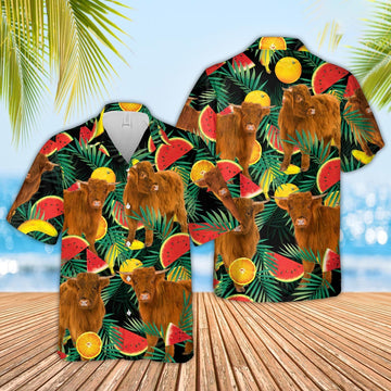 Highland Watermelon Hawaiian Shirt, Farm Hawaiian Shirt, Farmer Hawaii
