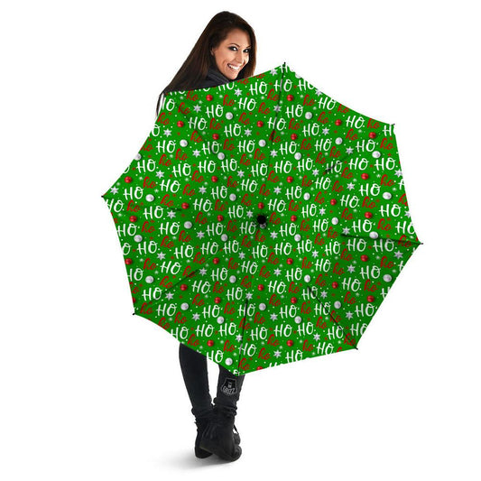 Ho Ho Christmas Santa Print Pattern Umbrella, Christmas Umbrella, Xmas Umbrella