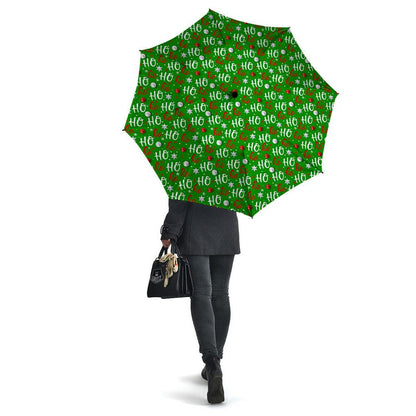 Ho Ho Christmas Santa Print Pattern Umbrella, Christmas Umbrella, Xmas Umbrella