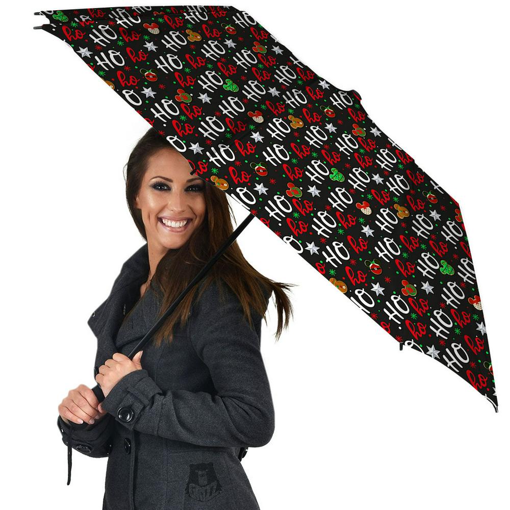 Ho Ho Ho Christmas Print Pattern Umbrella, Christmas Umbrella, Xmas Umbrella