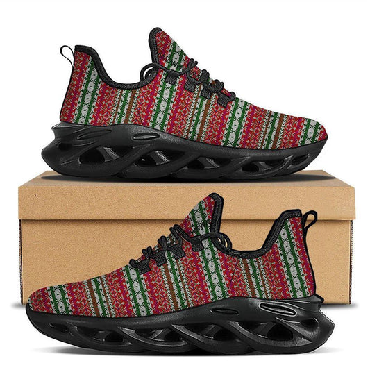 Holiday Knitted Christmas Print Pattern Black Max Soul Shoes, Christmas Sneakers, Christmas Shoes, Christmas Clunky Sneaker