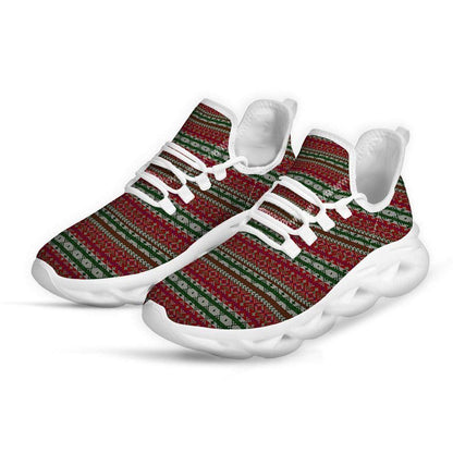 Holiday Knitted Christmas Print Pattern White Max Soul Shoes, Christmas Sneakers, Christmas Shoes, Christmas Clunky Sneaker