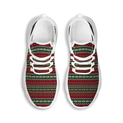 Holiday Knitted Christmas Print Pattern White Max Soul Shoes, Christmas Sneakers, Christmas Shoes, Christmas Clunky Sneaker