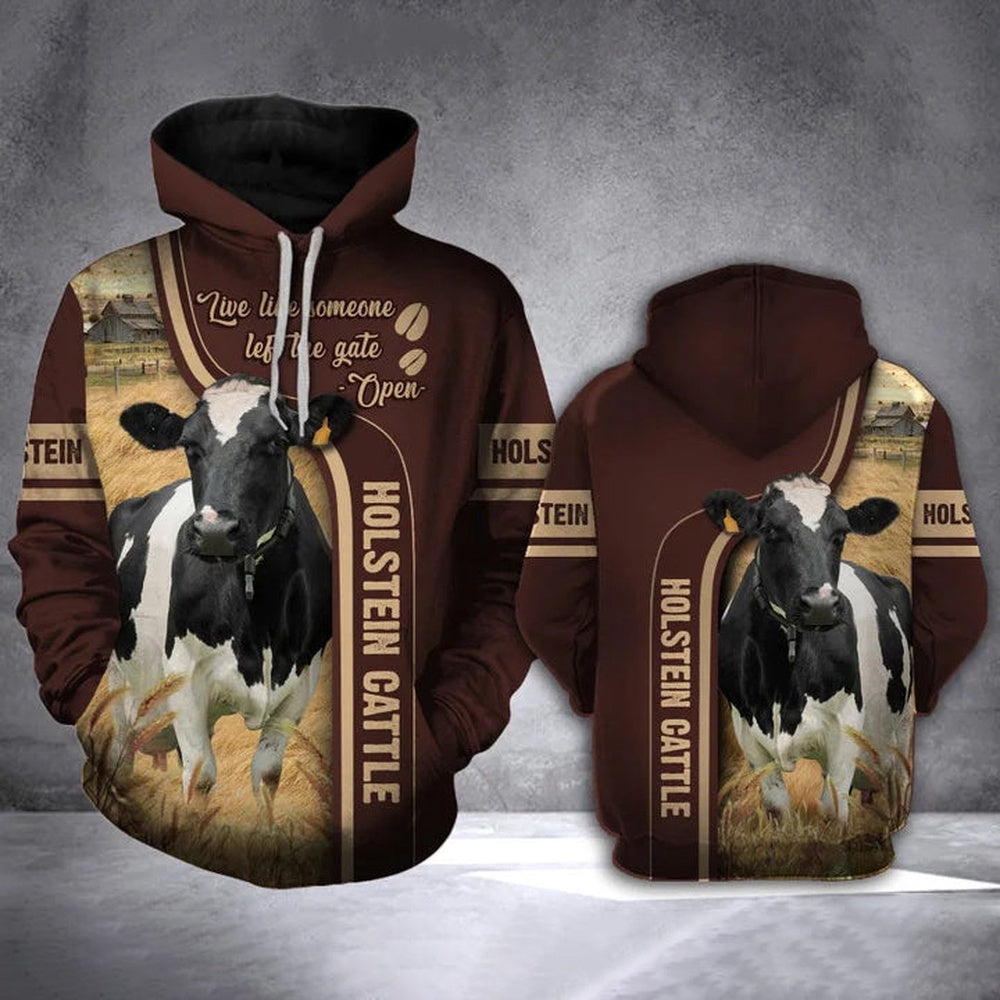 Holstein Cattle 2 All Over Printed Hoodie, Farmer Hoodie, Farm Themed Shirts, Farm Tee Shirts