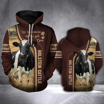 Holstein Cattle 2 All Over Printed Hoodie, Farmer Hoodie, Farm Themed Shirts, Farm Tee Shirts