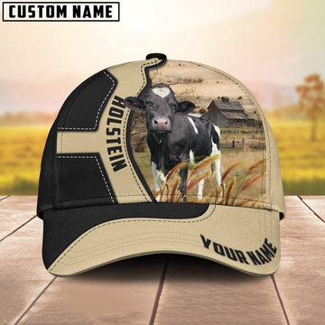 Holstein Cattle Black Khaki Pattern Customized Name Cap, Farmer Cap, Cap For Farmers, Best Farm Hat, Farm Use Hat