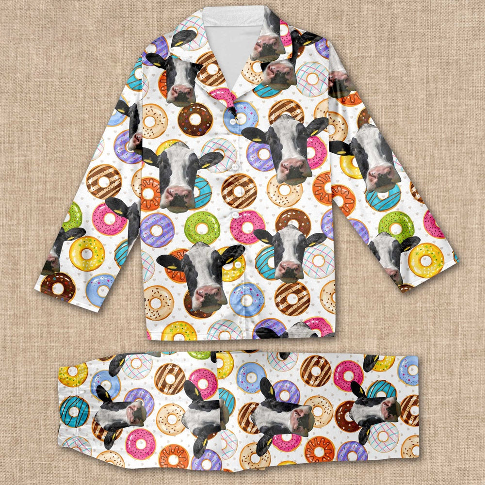 Holstein Cattle Cookies Pattern All Over Print Pajamas Sets, Farm Paja ...