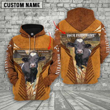 Holstein Cattle Custom Name Printed 3D Retro Hoodie, Farmer Hoodie, Custom Farm Shirts, Farmer T Shirt