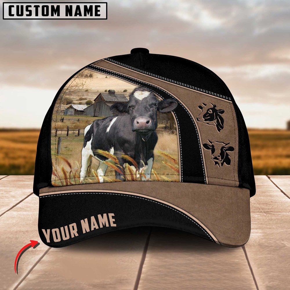 Holstein Cattle Customized Name Black Brown Cap, Farmer Cap, Cap For Farmers, Best Farm Hat, Farm Use Hat