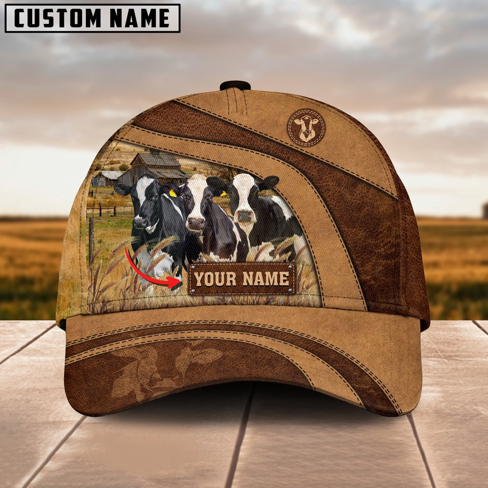 Holstein Cattle Customized Name Brown Cap, Farmer Cap, Cap For Farmers, Best Farm Hat, Farm Use Hat