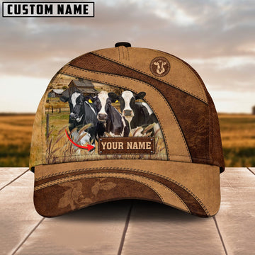 Holstein Cattle Customized Name Brown Cap, Farmer Cap, Cap For Farmers, Best Farm Hat, Farm Use Hat
