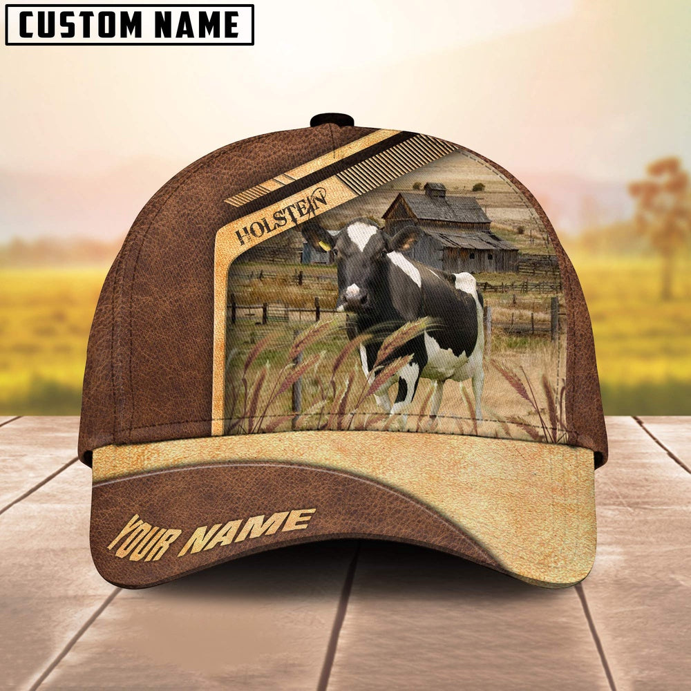 Holstein Cattle Customized Name Brown Farm Cap, Farmer Cap, Cap For Farmers, Best Farm Hat, Farm Use Hat