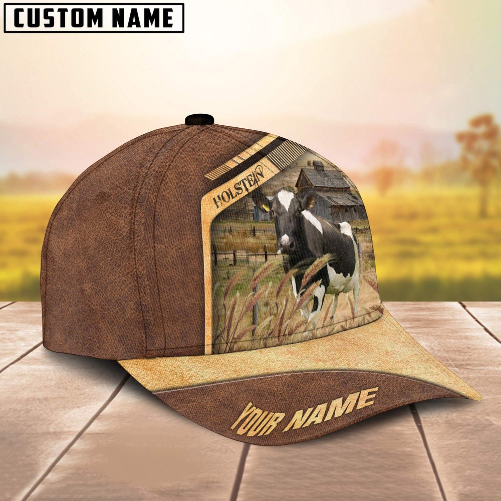 Holstein Cattle Customized Name Brown Farm Cap, Farmer Cap, Cap For Farmers, Best Farm Hat, Farm Use Hat