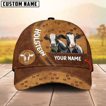 Holstein Cattle Happiness Brown Yellow Customized Name Cap, Farmer Cap, Cap For Farmers, Best Farm Hat, Farm Use Hat