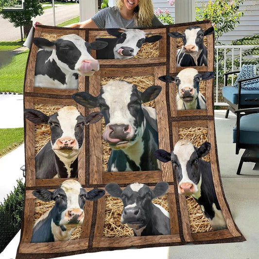 Holstein Cattle Personalized Name Blanket, Farm Blanket, Farm Animal Blanket