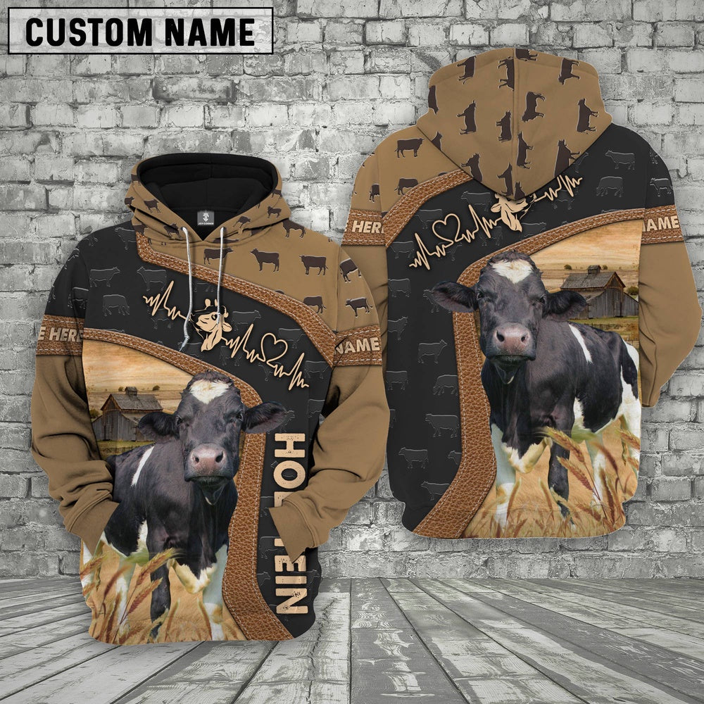 Holstein Custom Name Heart Beat Hoodie, Farmer Hoodie, Custom Farm Shirts, Farmer T Shirt