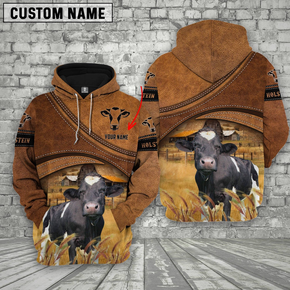 Holstein Customized Name Brown Race Hoodie, Farmer Hoodie, Custom Farm Shirts, Farmer T Shirt