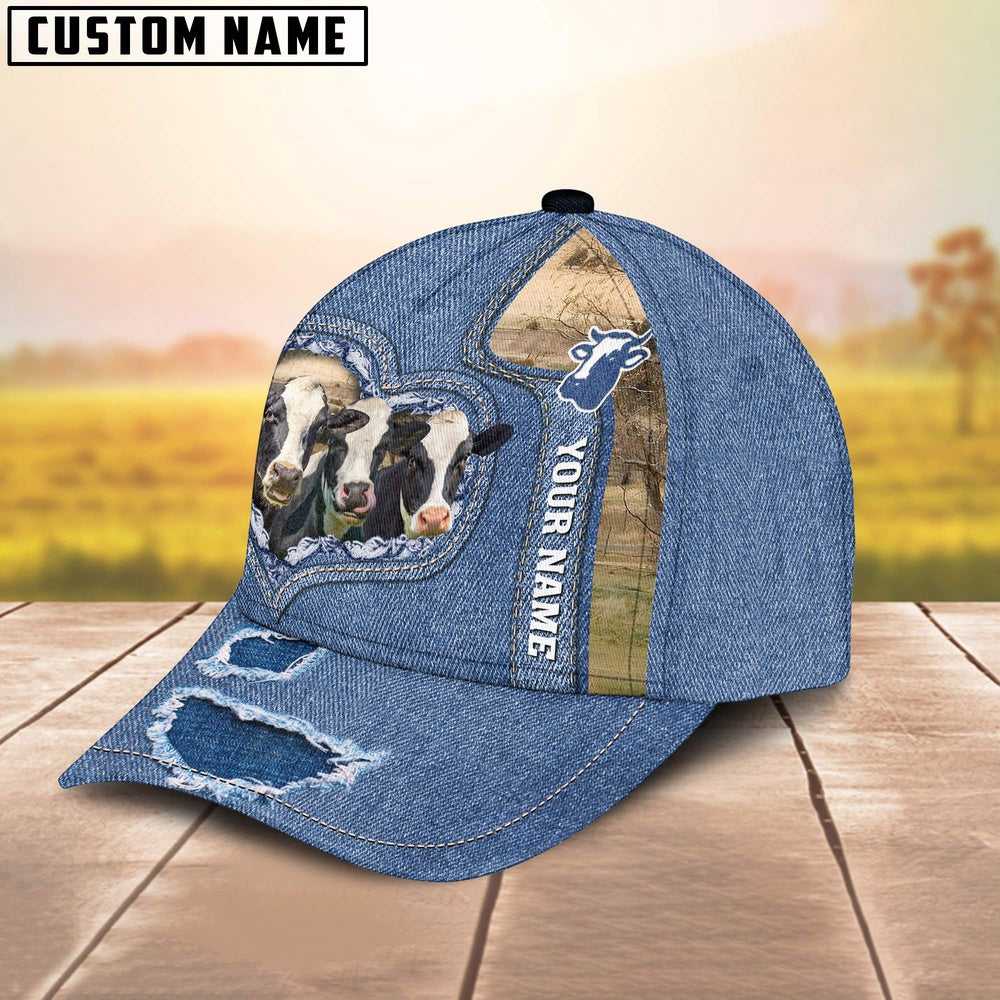 Holstein Customized Name Denim Cap, Farmer Cap, Cap For Farmers, Best Farm Hat, Farm Use Hat