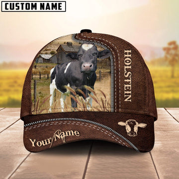 Holstein Customized Name Leather Pattern Cap, Farmer Cap, Cap For Farmers, Best Farm Hat, Farm Use Hat