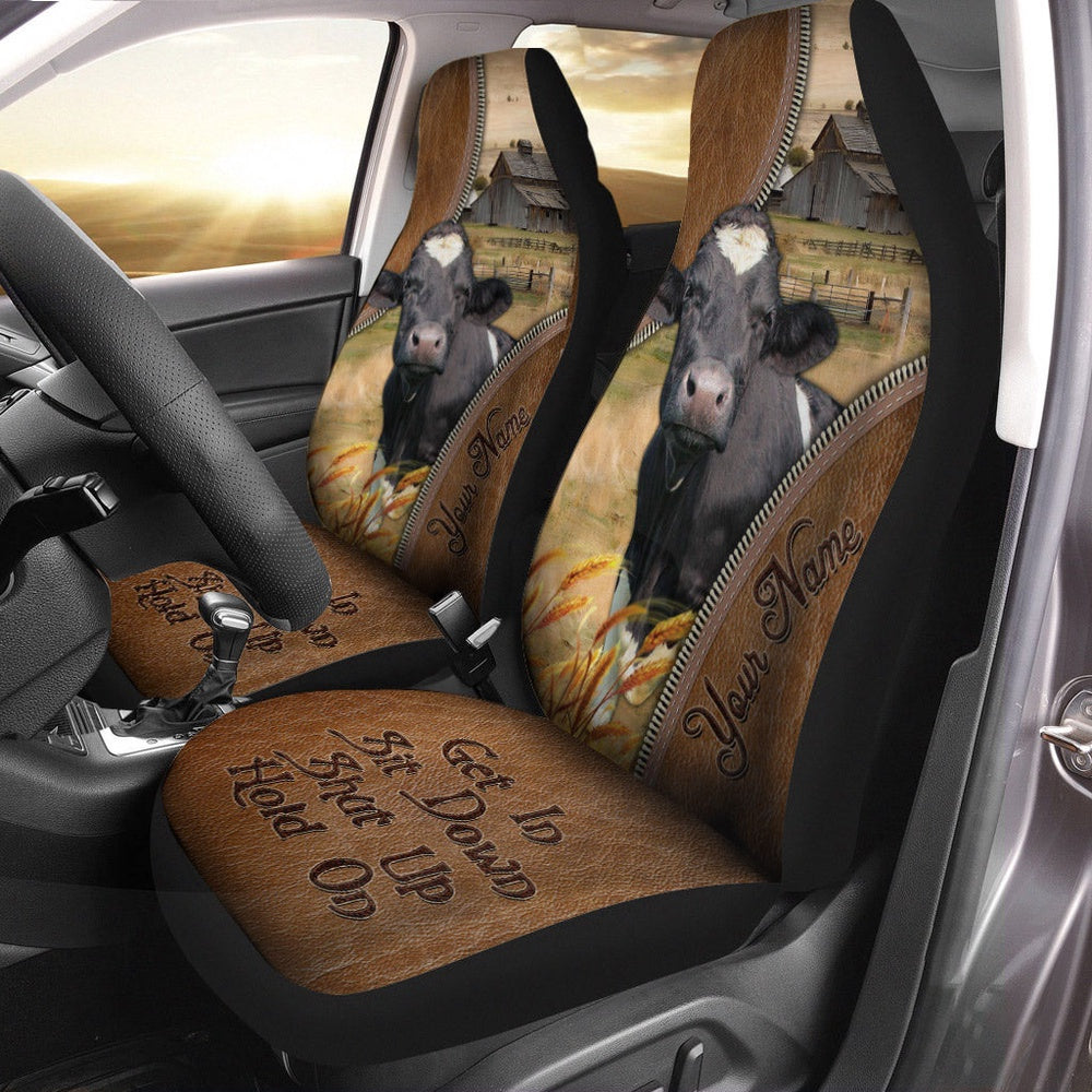 Holstein Customized Name Leather Pattern Car Seat Cover, Car Seat Cover, Farm Car Seat Cover, Pet Seat Covers