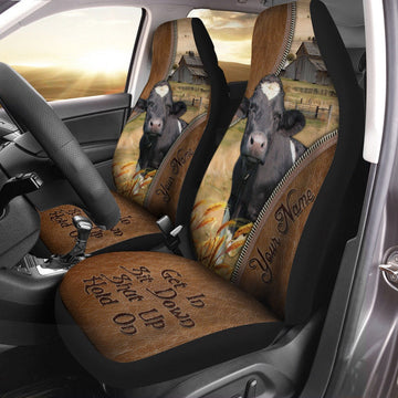 Holstein Customized Name Leather Pattern Car Seat Cover, Car Seat Cover, Farm Car Seat Cover, Pet Seat Covers