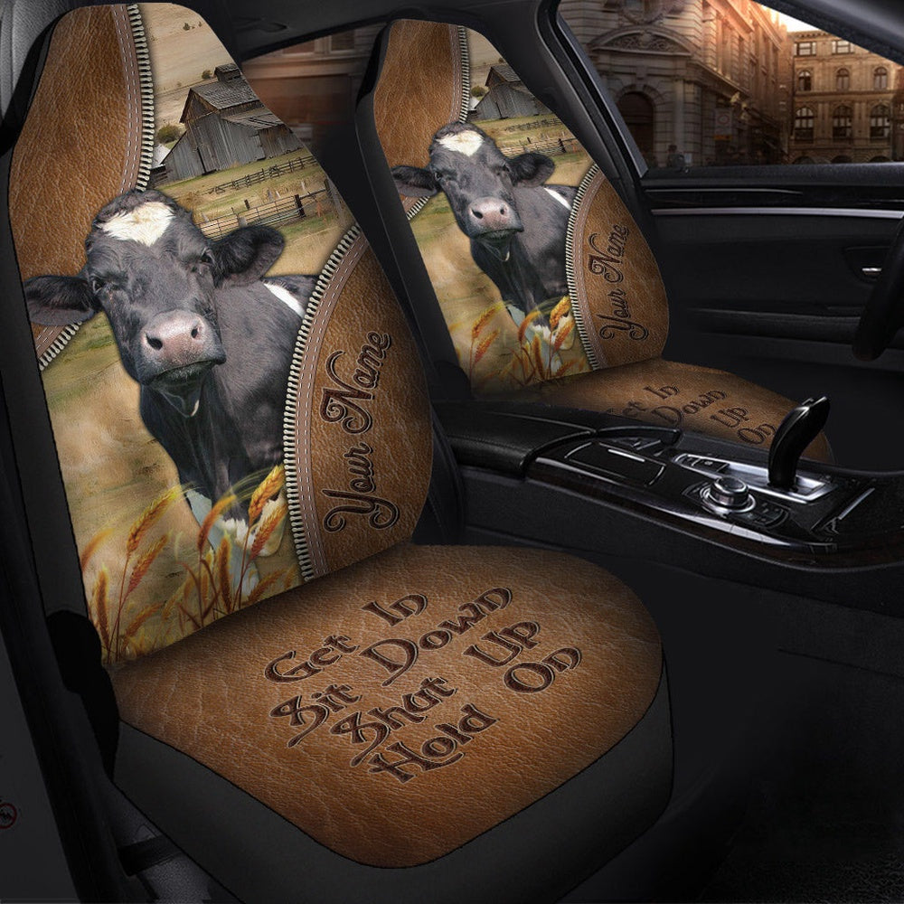Holstein Customized Name Leather Pattern Car Seat Cover, Car Seat Cover, Farm Car Seat Cover, Pet Seat Covers