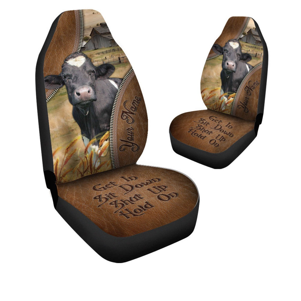 Holstein Customized Name Leather Pattern Car Seat Cover, Car Seat Cover, Farm Car Seat Cover, Pet Seat Covers