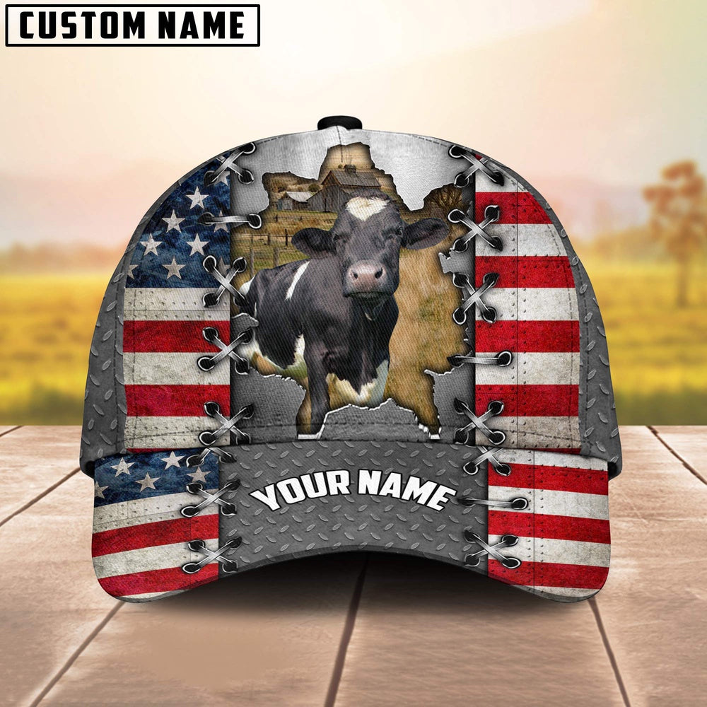 Holstein Customized Name US Flag Cap, Farmer Cap, Cap For Farmers, Best Farm Hat, Farm Use Hat