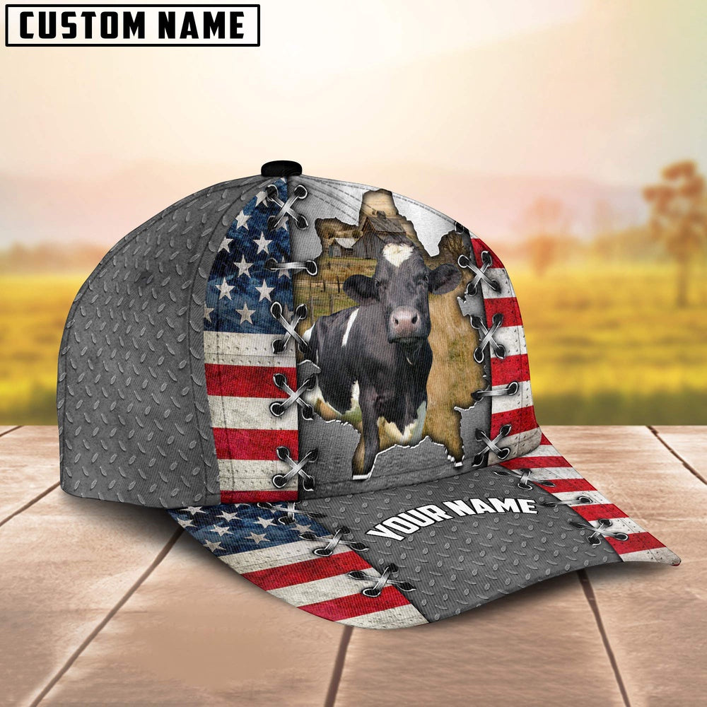 Holstein Customized Name US Flag Cap, Farmer Cap, Cap For Farmers, Best Farm Hat, Farm Use Hat