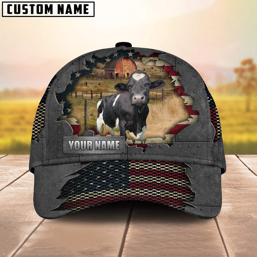 Holstein Customized Name US Flag Net Cap, Farmer Cap, Cap For Farmers, Best Farm Hat, Farm Use Hat