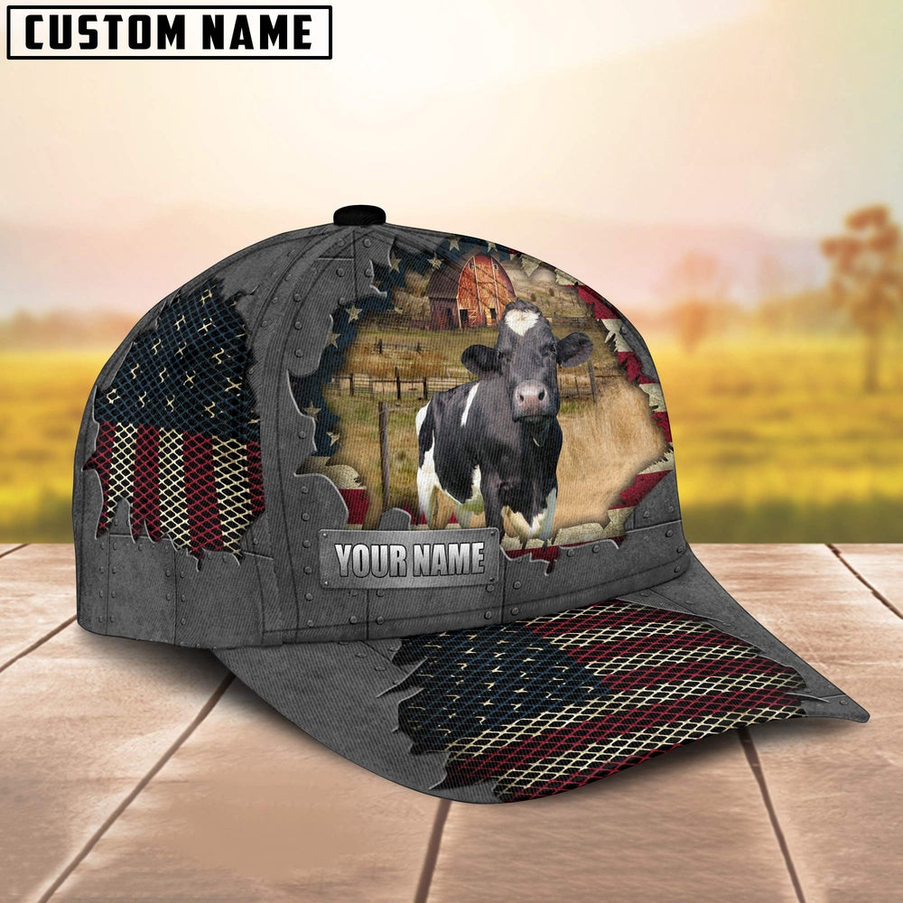 Holstein Customized Name US Flag Net Cap, Farmer Cap, Cap For Farmers, Best Farm Hat, Farm Use Hat