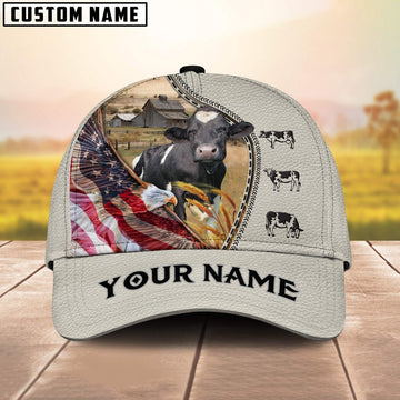 Holstein Eagle US Flag Leather Pattern Customized 3D Cap, Farmer Cap, Cap For Farmers, Best Farm Hat, Farm Use Hat