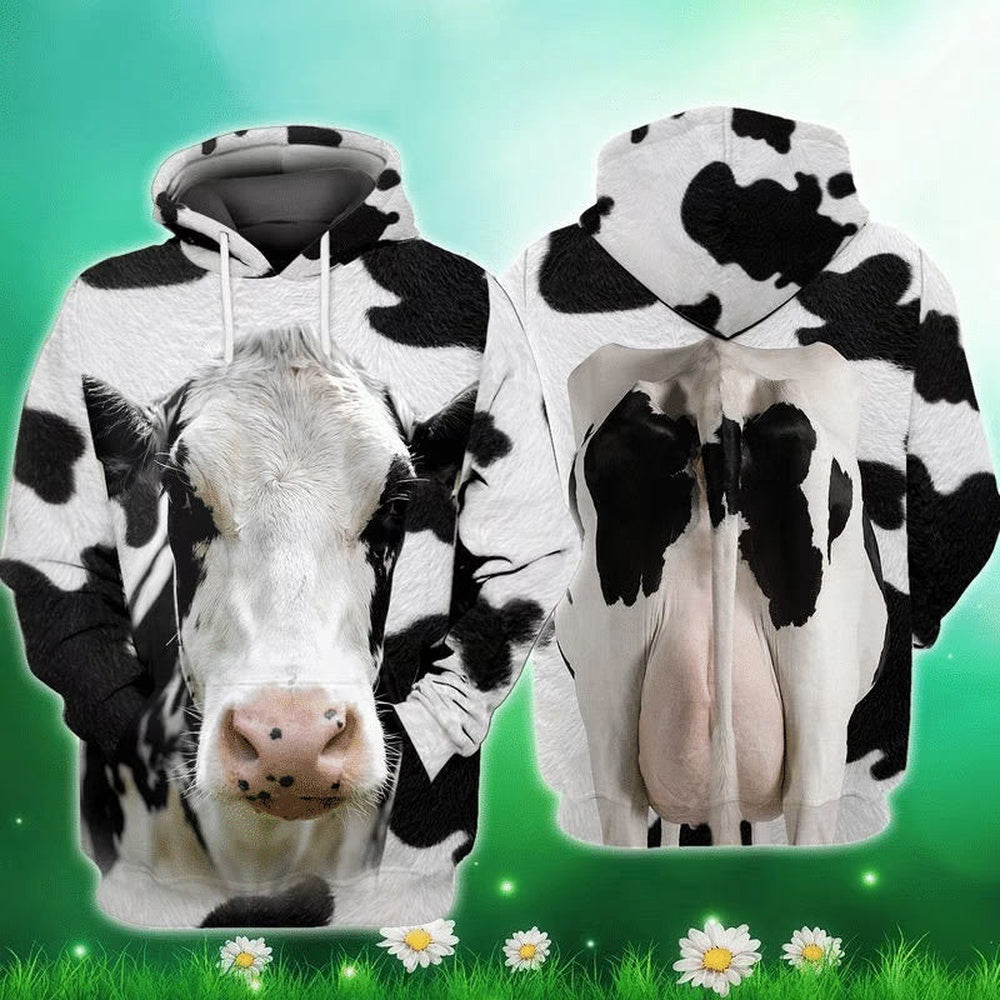 Holstein Friesian All Over Printed Hoodie, Farmer Hoodie, Farm Themed Shirts, Farm Tee Shirts